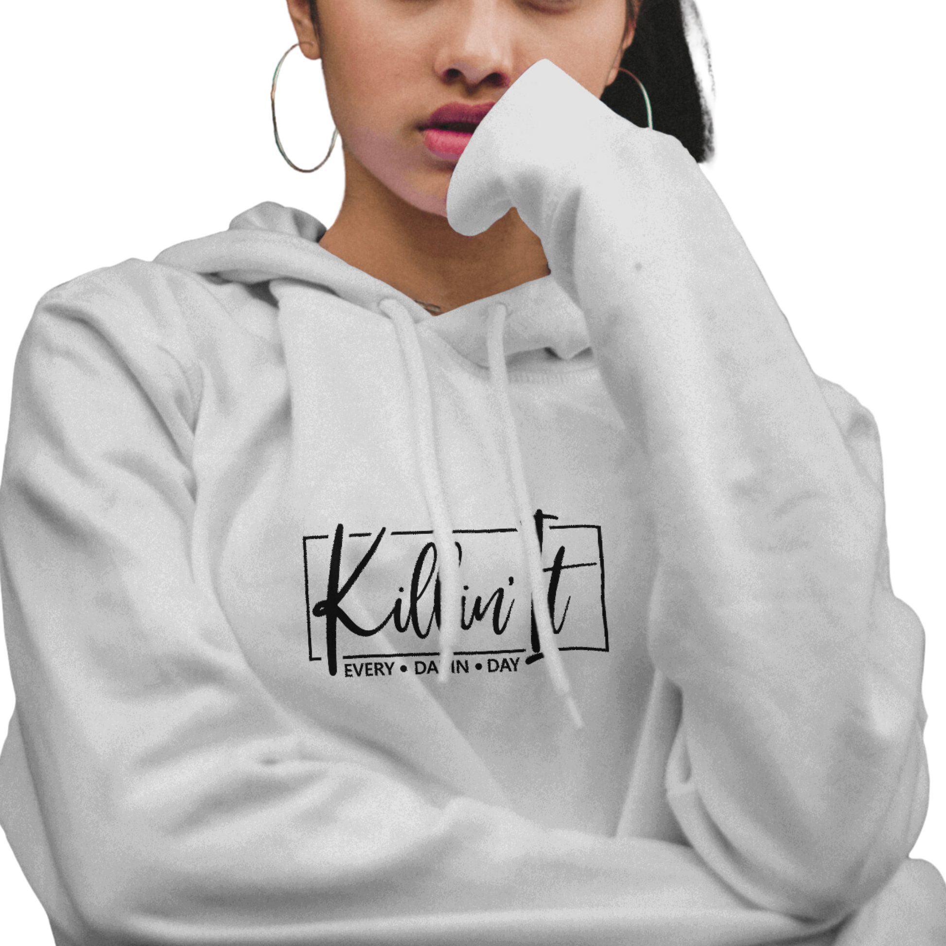 White 'Killin It' Pull Over Hoodie 