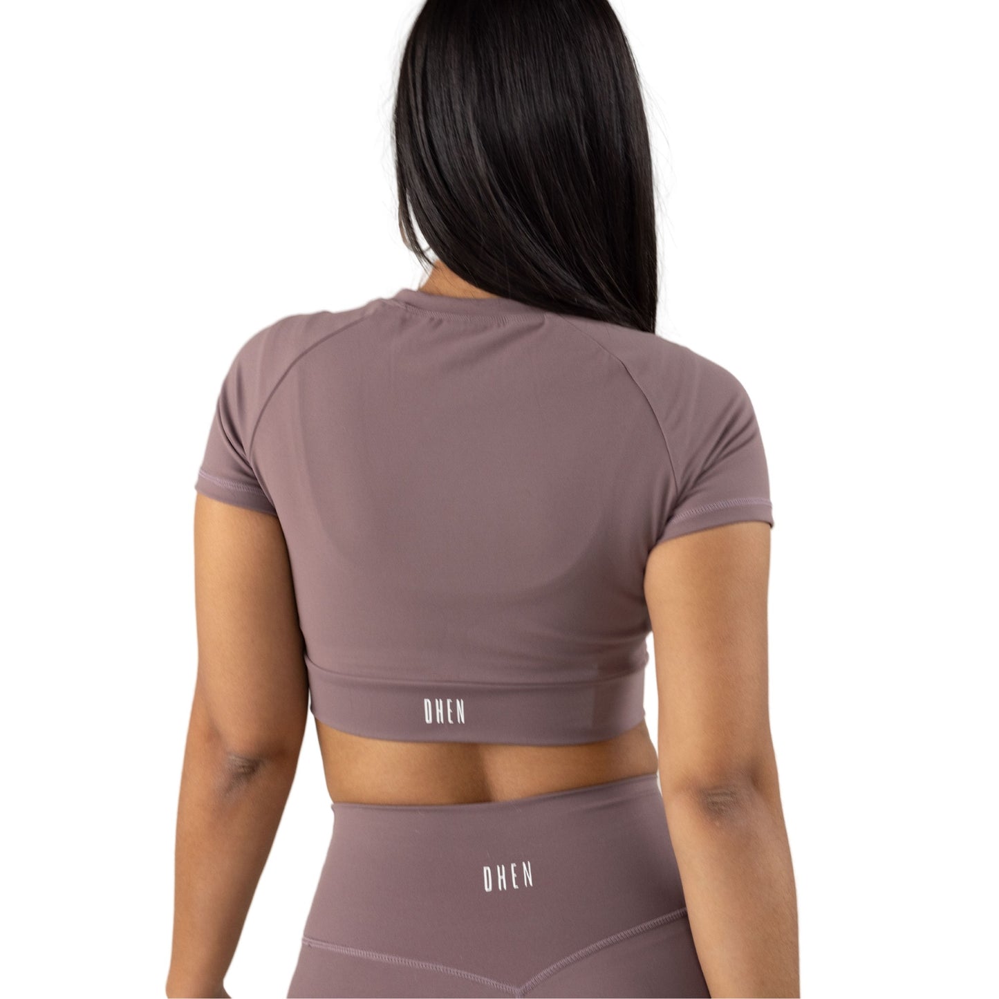 Mauve Short Sleeve Crop Top (Back View) 